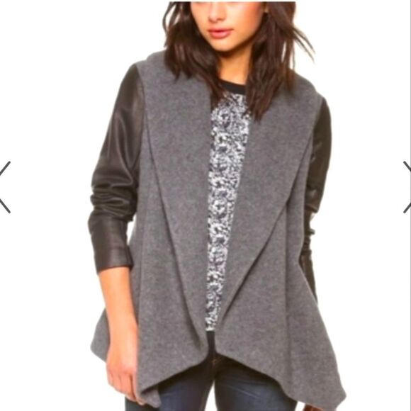 Theory Wool/Cashmere Blend Jacket/Cardigan with Lambskin Sleeves - Picture 1 of 11